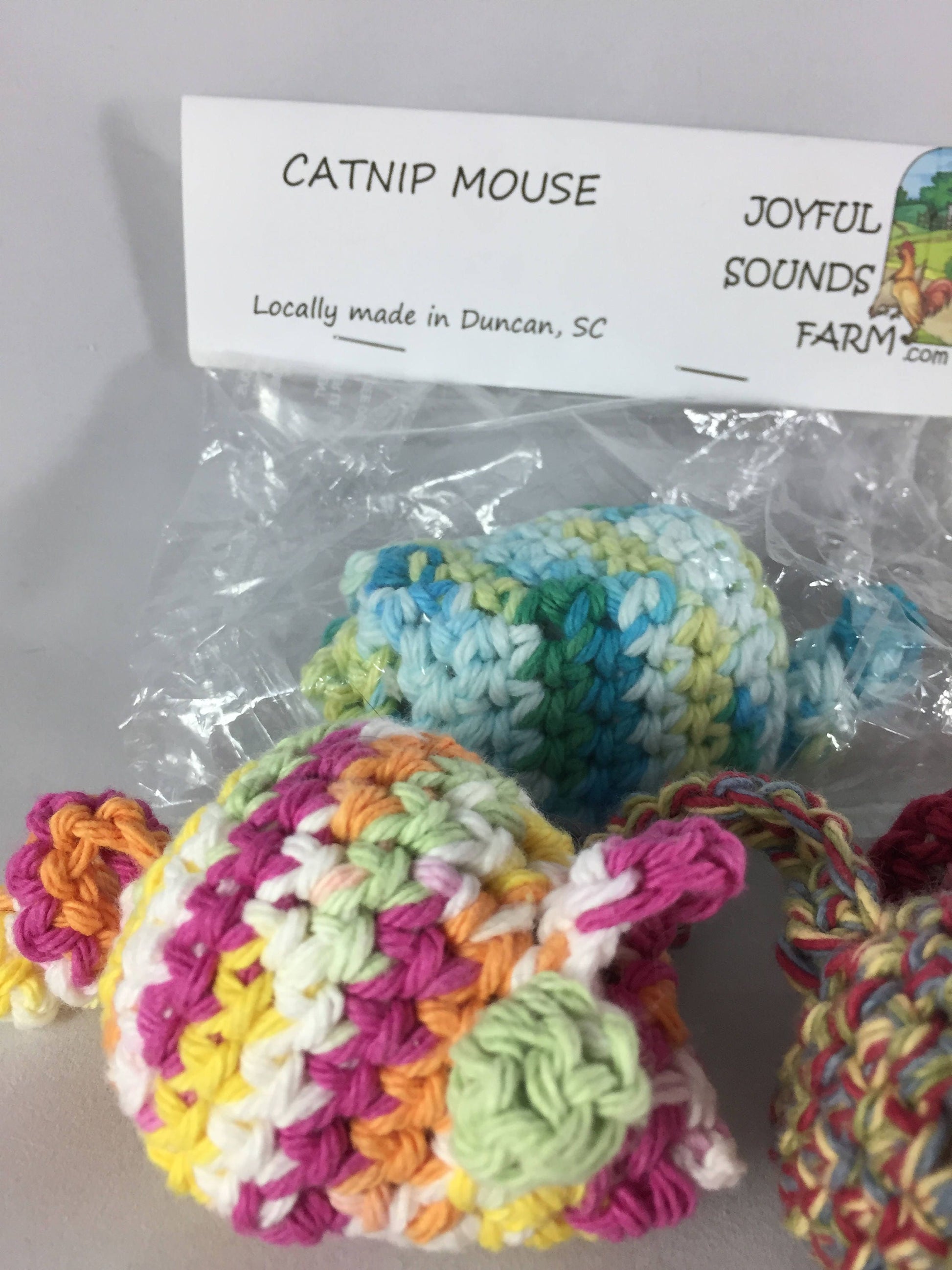 Handmade Cat Toy, Hand Crocheted, 100% cotton, Catnip Mouse Toy, Jingle Bell Cat Toy, Crinkle Cat Toy